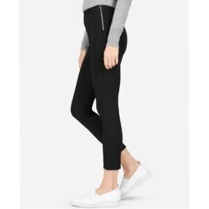 EVERLANE Stretchy Ponte Knit Cropped Skinny Pants Side Zip Black Size Medium